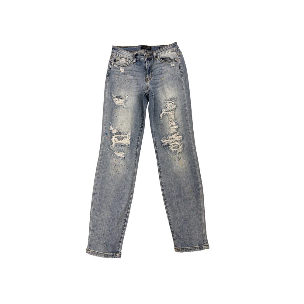 Judy Blue Jeans Paint Splash Destroyed Boyfriend Fit Size Women's 3 (26)